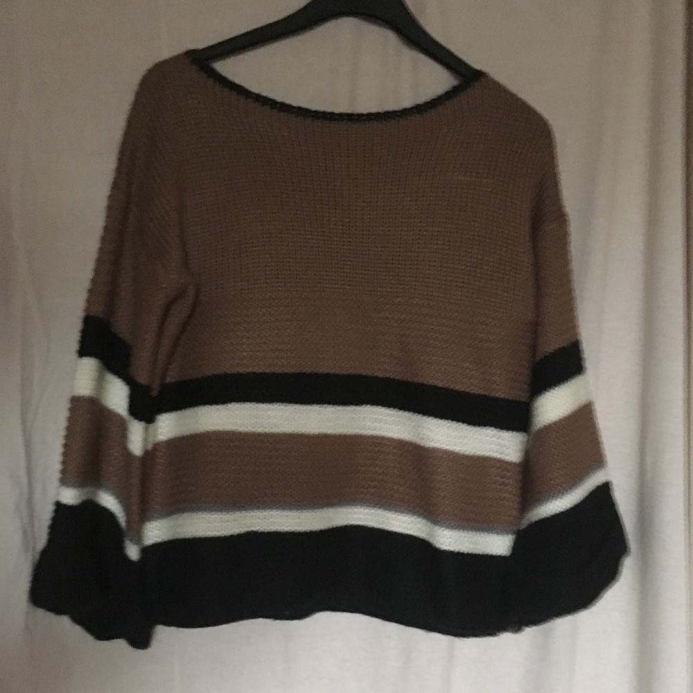 Oversized Brown Striped Knit Sweater